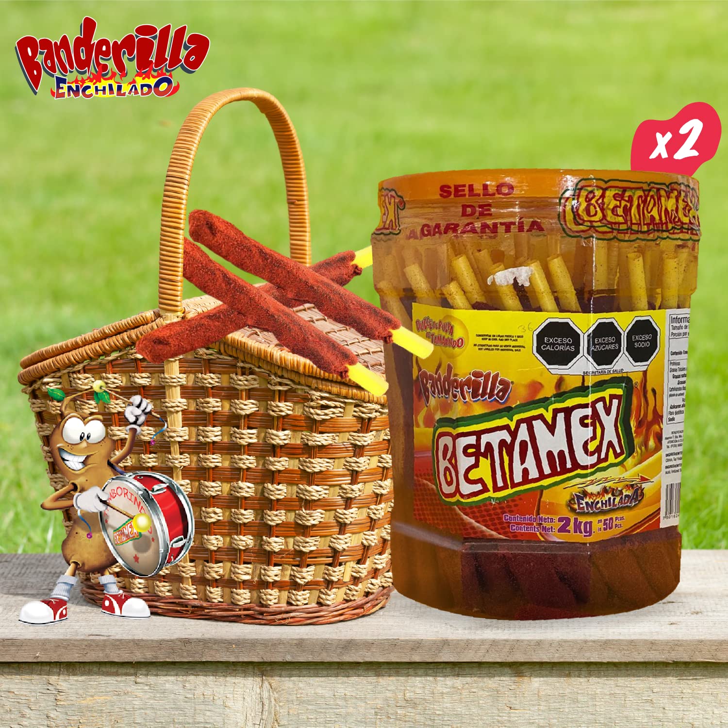 (2 Pack) BETAMEX Banderilla Candy Tamarind And Chili Flavor 2kg/ 4.4pounds – Mexican Food – Spicy Flavor and Delicious Tamarind Flavor
