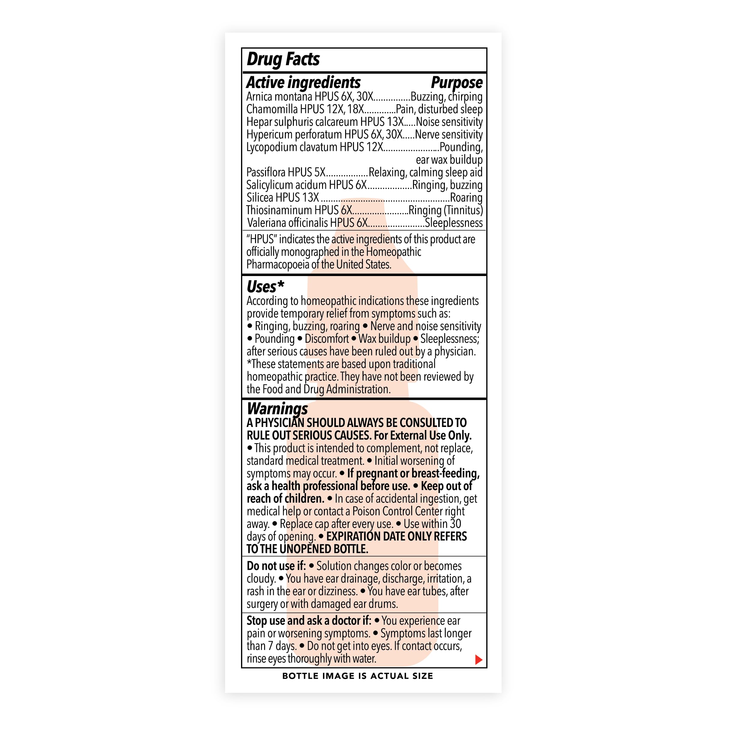 The Relief Products Ring Relief Ear Drops PM - 100% Natural Active Ingedients - for Ringing Ears and Tinnitus Symptoms - Nighttime Formula - 0.33 fl oz