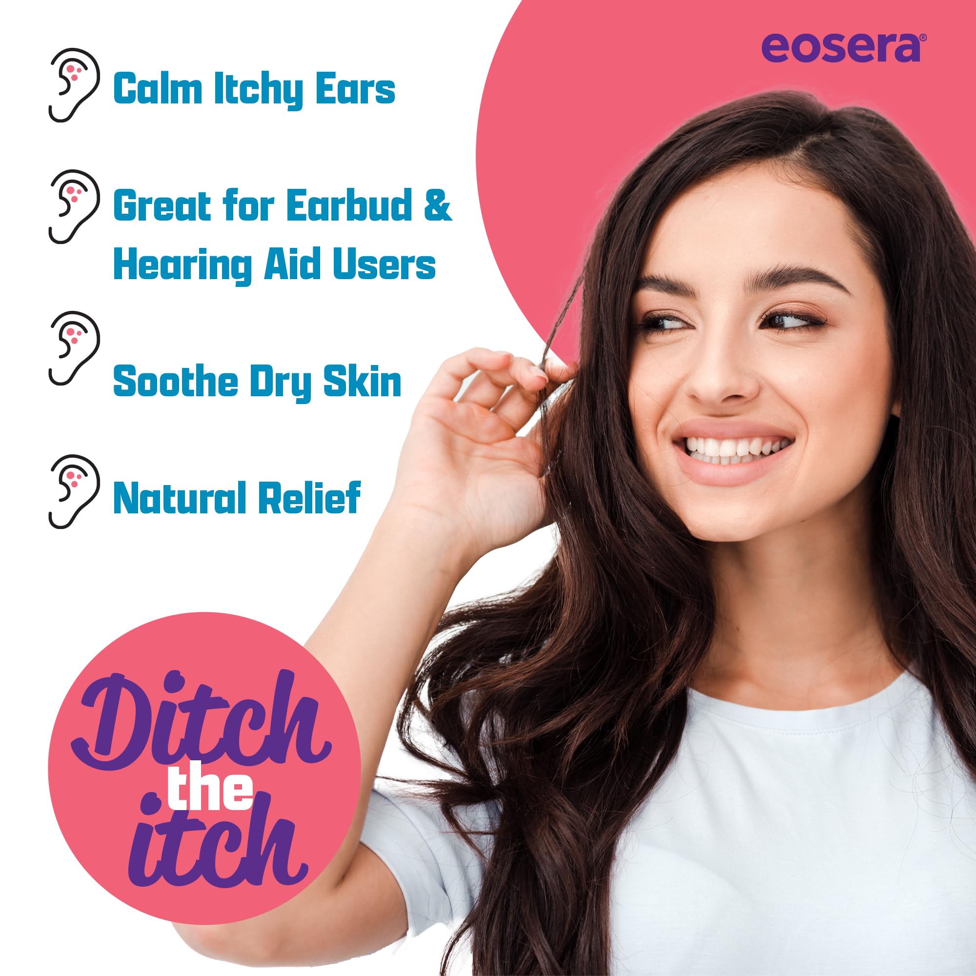 eosera® Ear Itch MD® – Fast-Acting Ear Drop Spray – Soothing Formula that Naturally Moisturizes the Ear Canal while Calming Dry Skin – Works for Allergies, Eczema, Dermatitis, Psoriasis & Hearing Aids