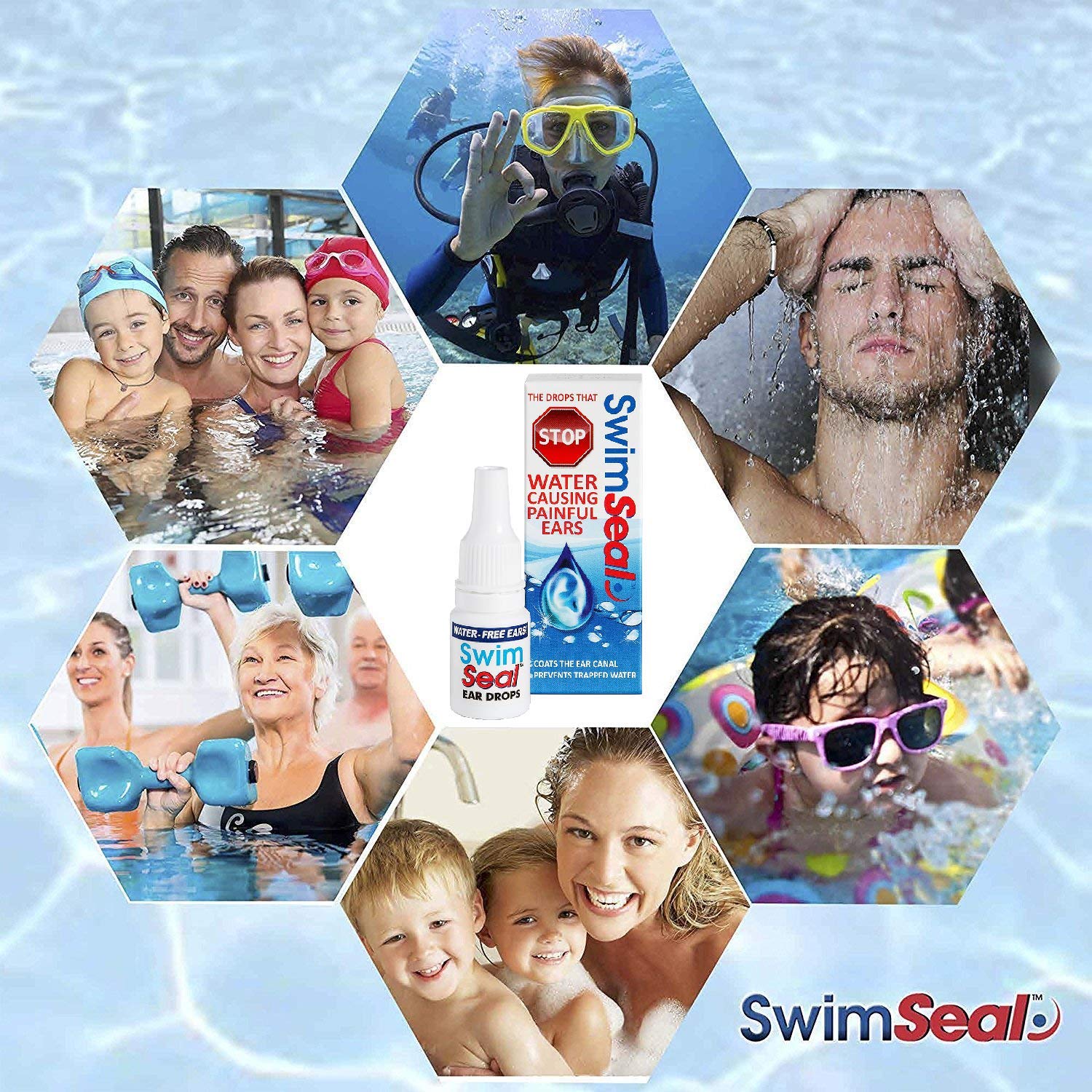 SwimSeal™ All Natural Swimmer's Ear Drops for Daily Use Rather Than Alcohol Drops or Earplugs. The Solution for Your Ears for All Water Exposure for All Ages.
