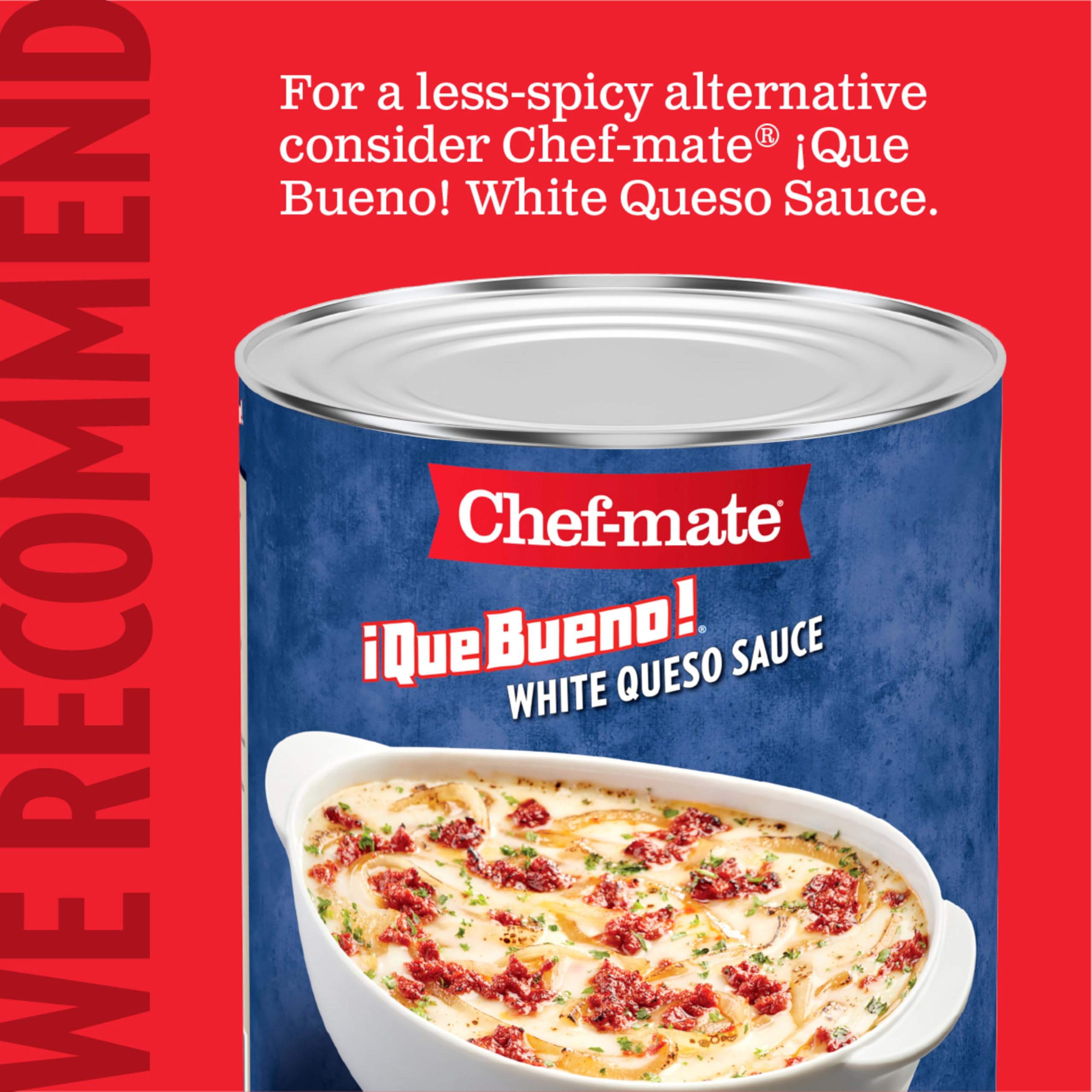 Chef-mate Que Bueno Spicy Nacho Cheese Sauce, Jalapeno Queso, Canned Food, (#10 Can Bulk)