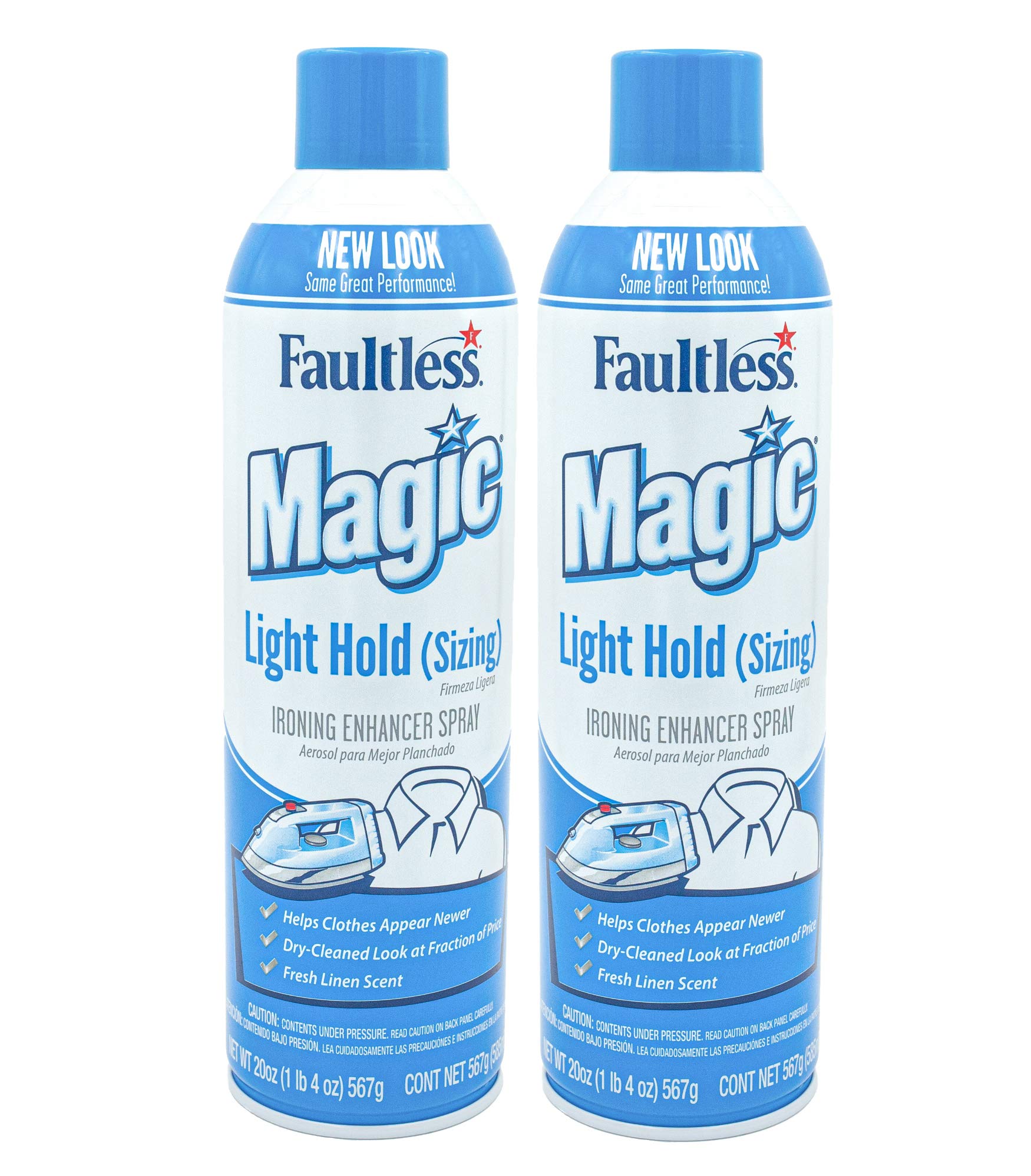 MAGIC Sizing Light Body Starch – No Flaking or Clogging! Light Ironing Starch – 20oz Iron wrinkles from Clothes (Pack of 2) – Fresh Linen Scent Finishing Spray