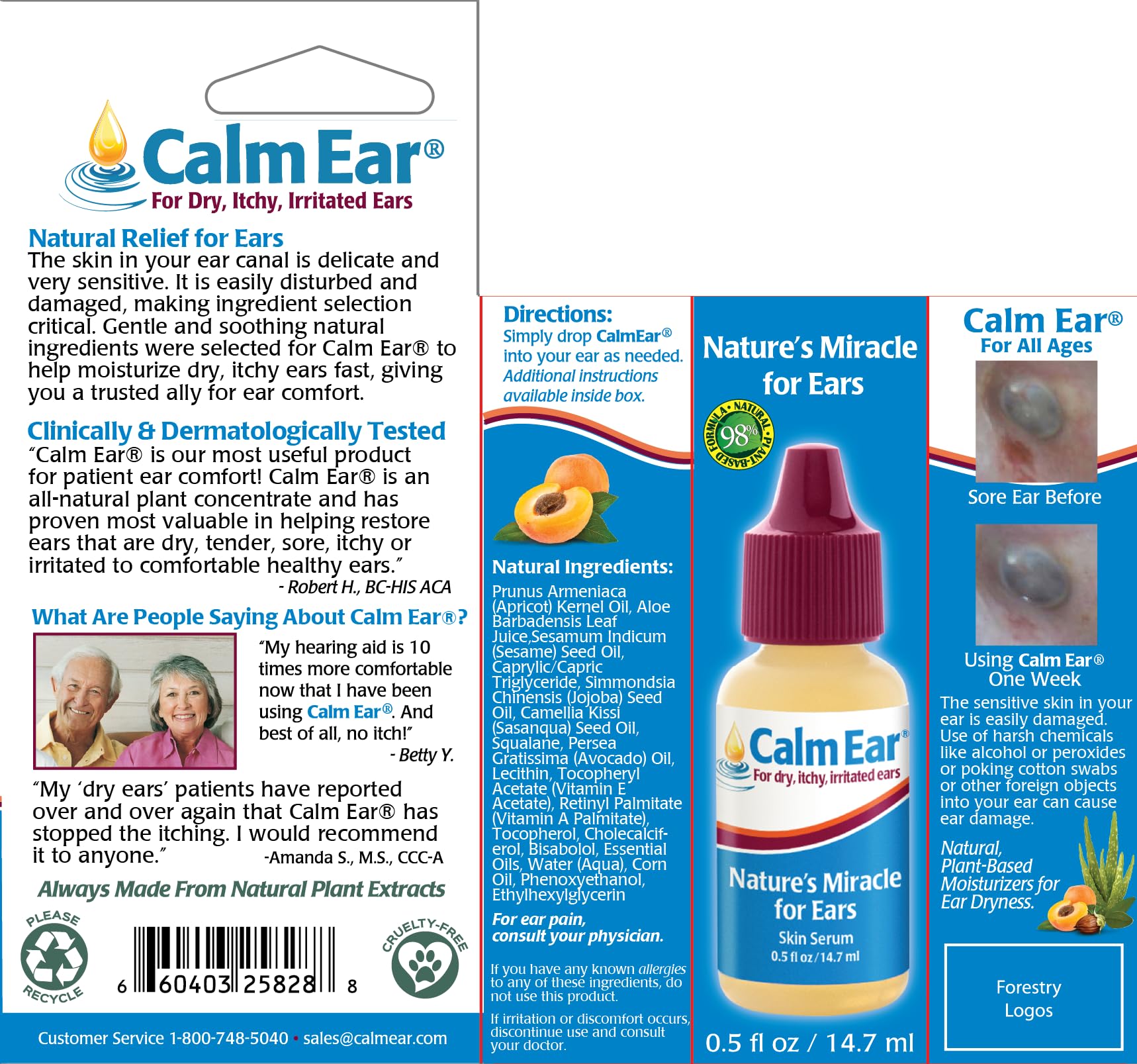 Miracell Calm Ear Drops 14.7 ml – Natural Relief for Itchy, Irritated & Dry Ears - Lubricates Earplugs & Hearing Aids