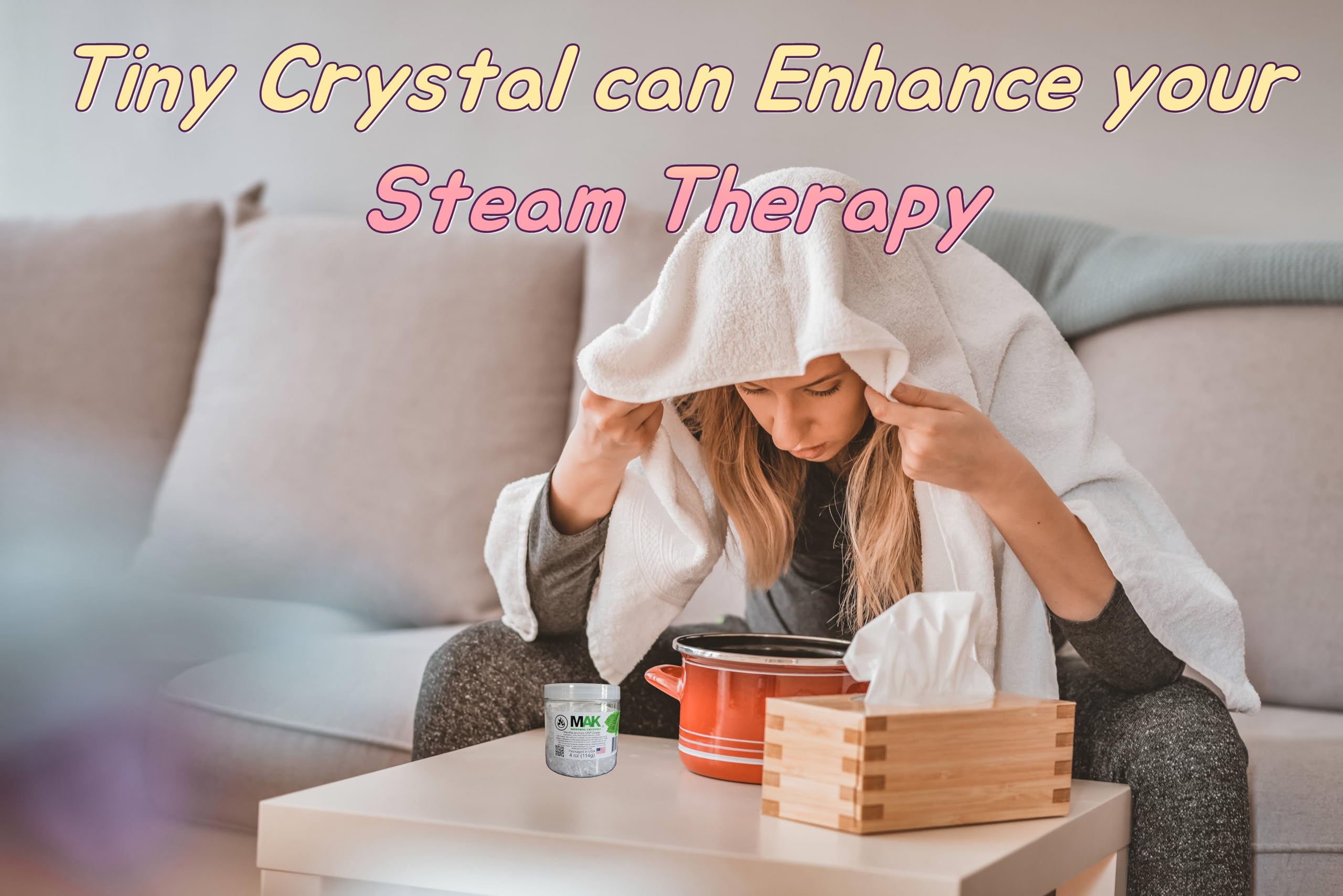 Mak Menthol Crystals 4 oz - Pure Organic 100% Natural - Menthol Crystals from Mint Crystal Mints Mentha Arvensis - Comes in a Jar for Long-Lasting Freshness