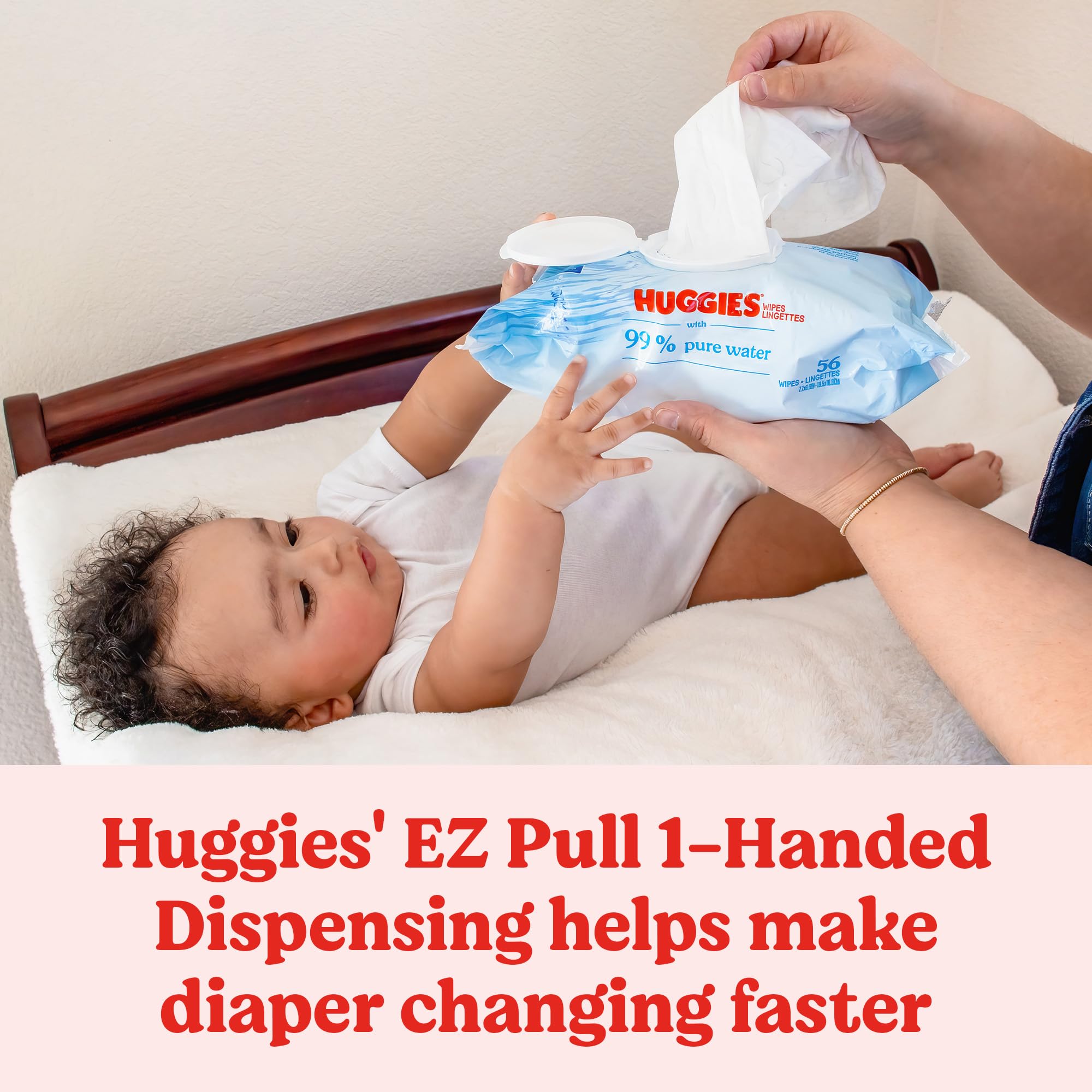 Huggies 99% Pure Water Baby Wipes, Unscented, 9 flip-top packs (3 Packs of 3), 504 Wipes Total, Packaging May Vary