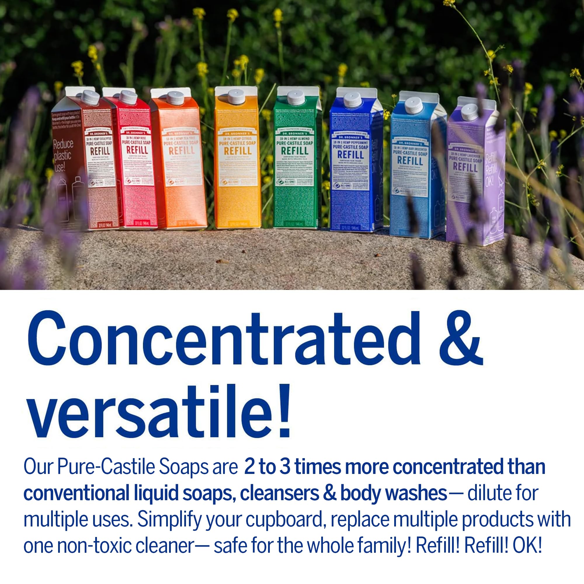 Dr. Bronner's Pure-Castile Liquid Soap Refill - Made with Regenerative Organic Certified Oils, 86% Less Plastic - 18-in-1 Uses, For Face, Body Wash, Hand Soap Refill & More - Baby Unscented, 32oz