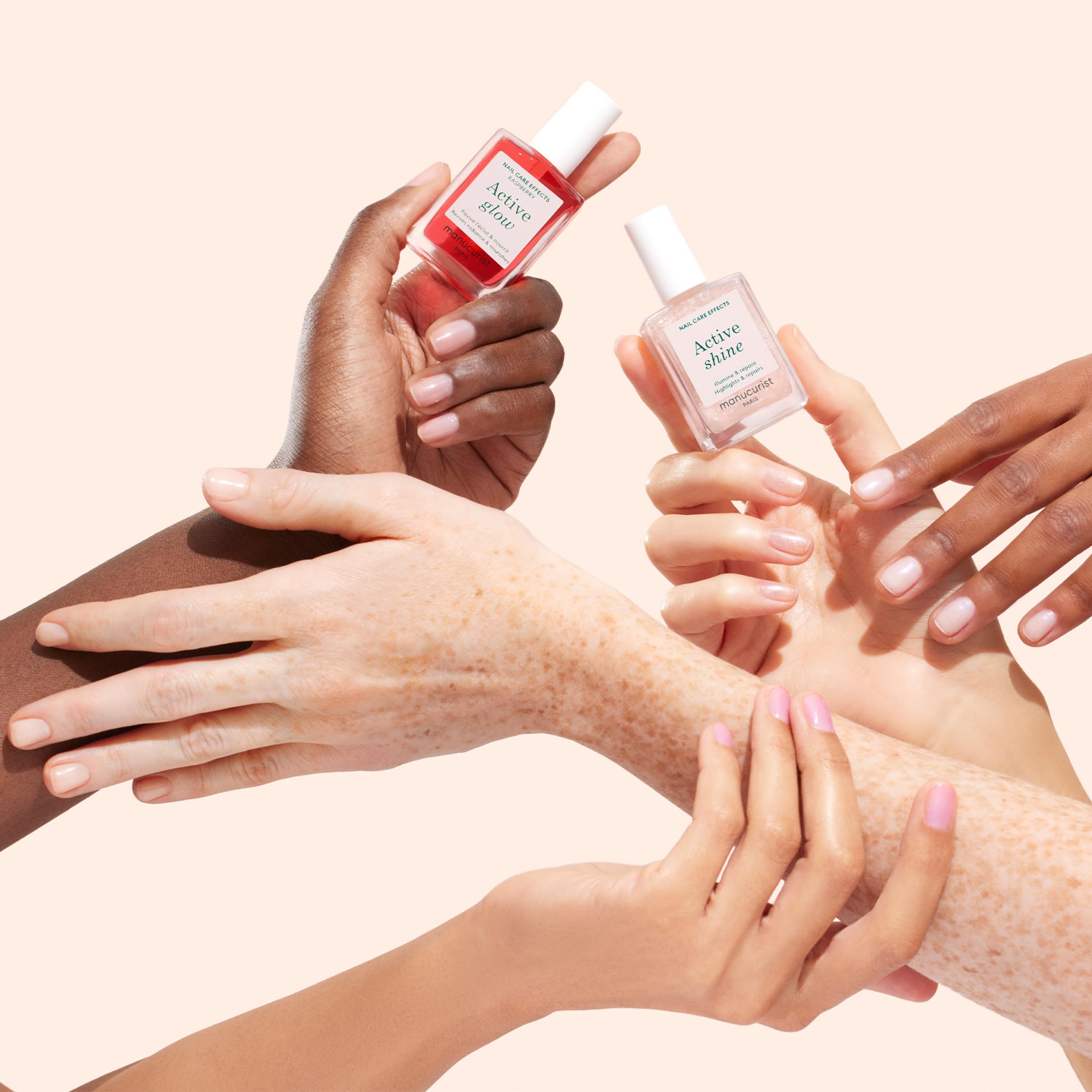 Manucurist Rainbow Active™ Full Range 5-Pack Gift Set - Nail Care & Polish Set - No Lamp - 5 Treatment Nail Polish : Glow Raspberry, Glow Blueberry, Shine, Smooth, Bright - Christmas Gifts for Women