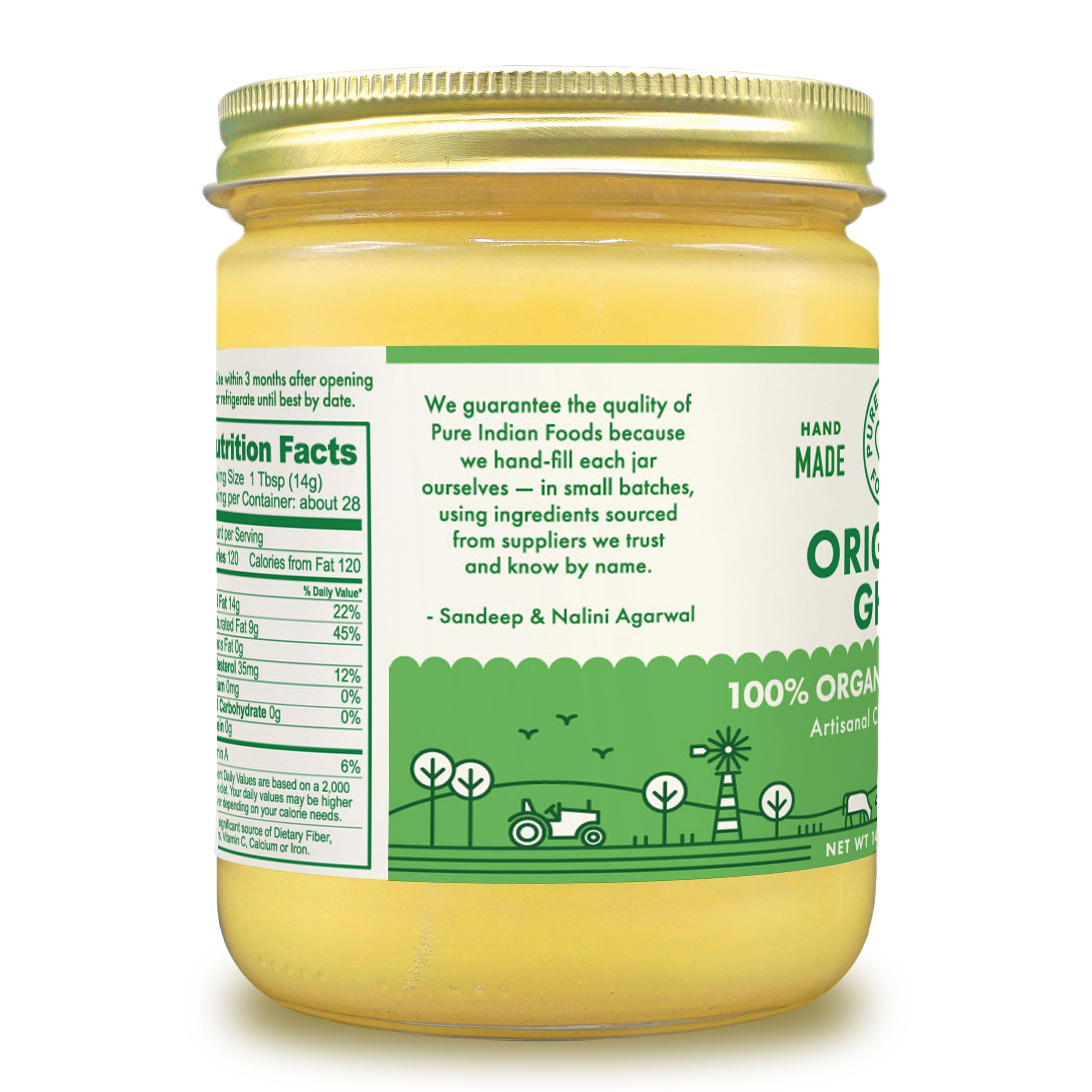 PURE INDIAN FOODS Grass Fed Ghee, 14 OZ
