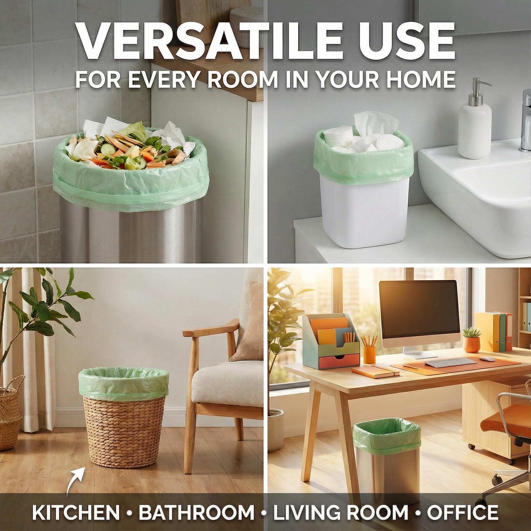 Small Trash Bags 1.2 Gallon: YHEEL Bathroom Trash Bags Unscented Small Garbage Bags Strong Leak-Proof Trash Liners for Office Bedroom - 150 Counts