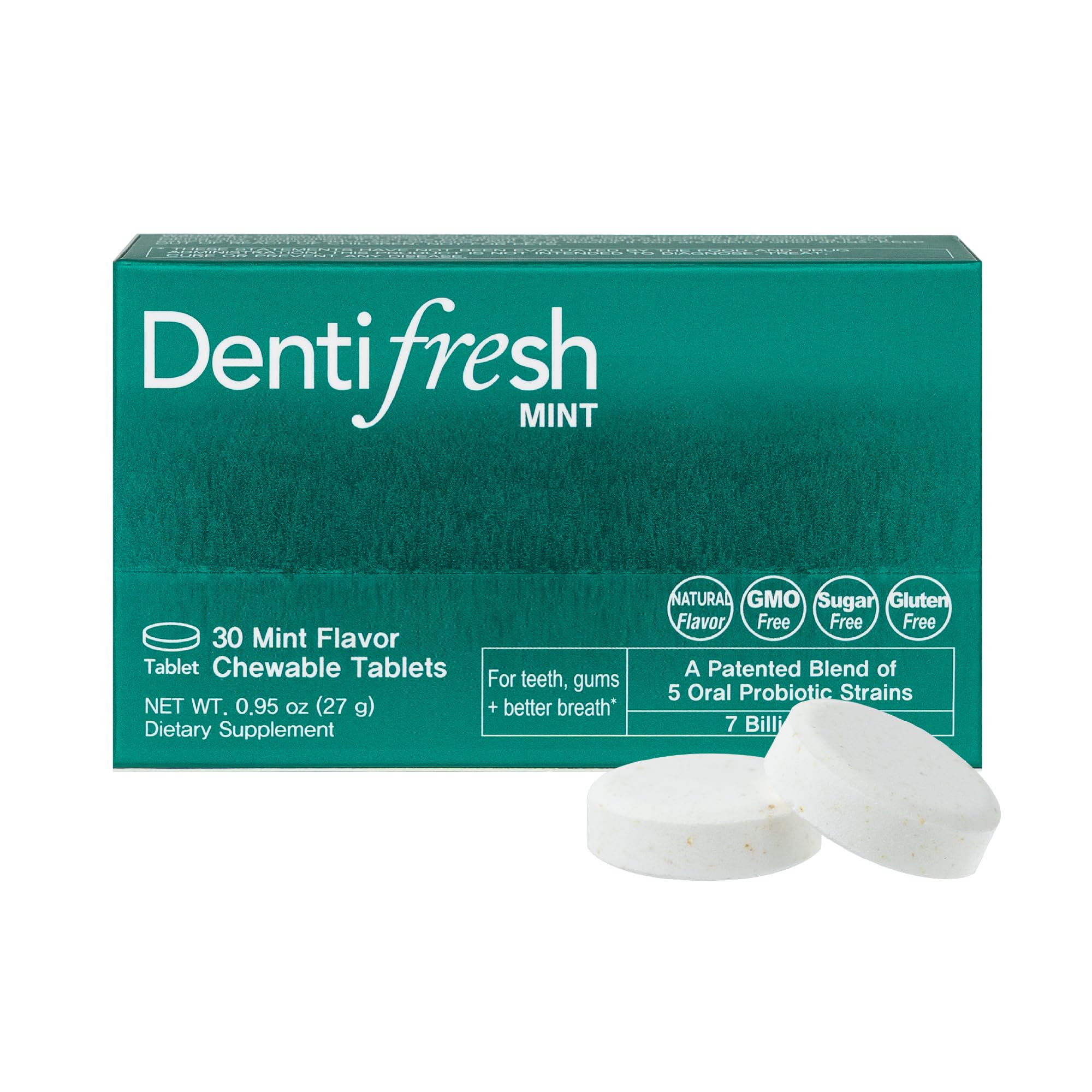 K-Nutra Dentifresh Mint Xylitol Tabs – Oral Probiotics for Bad Breath, Dry Mouth & Fresh Breath, 7 Billion CFU, Sugar-Free, GMO-Free, Gluten-Free, Natural Mint Flavor, 30 Tablets (Improved Formula)