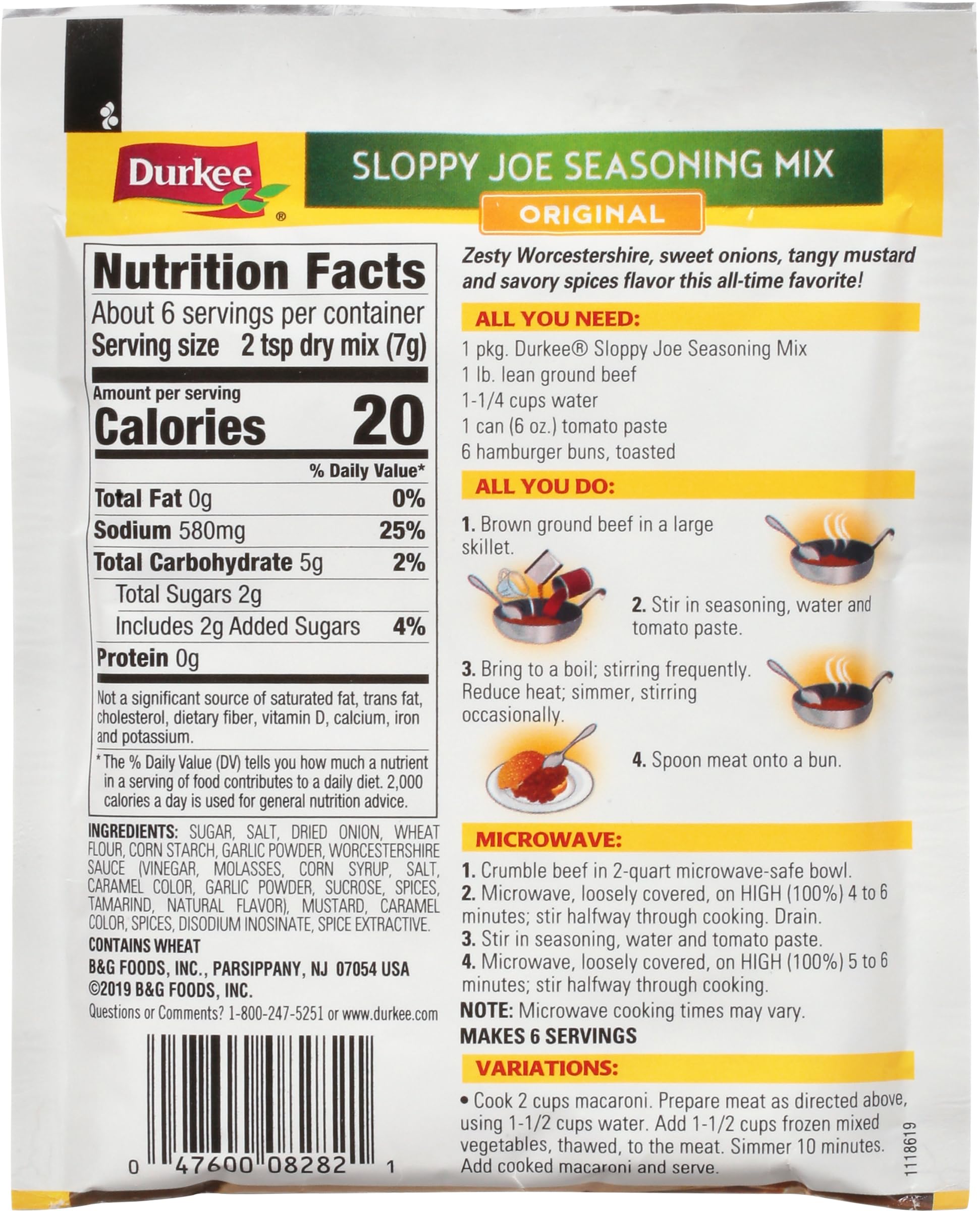 Durkee Sloppy Joe Seasoning Mix, 1.50 Ounce Packets (Pack of 12)
