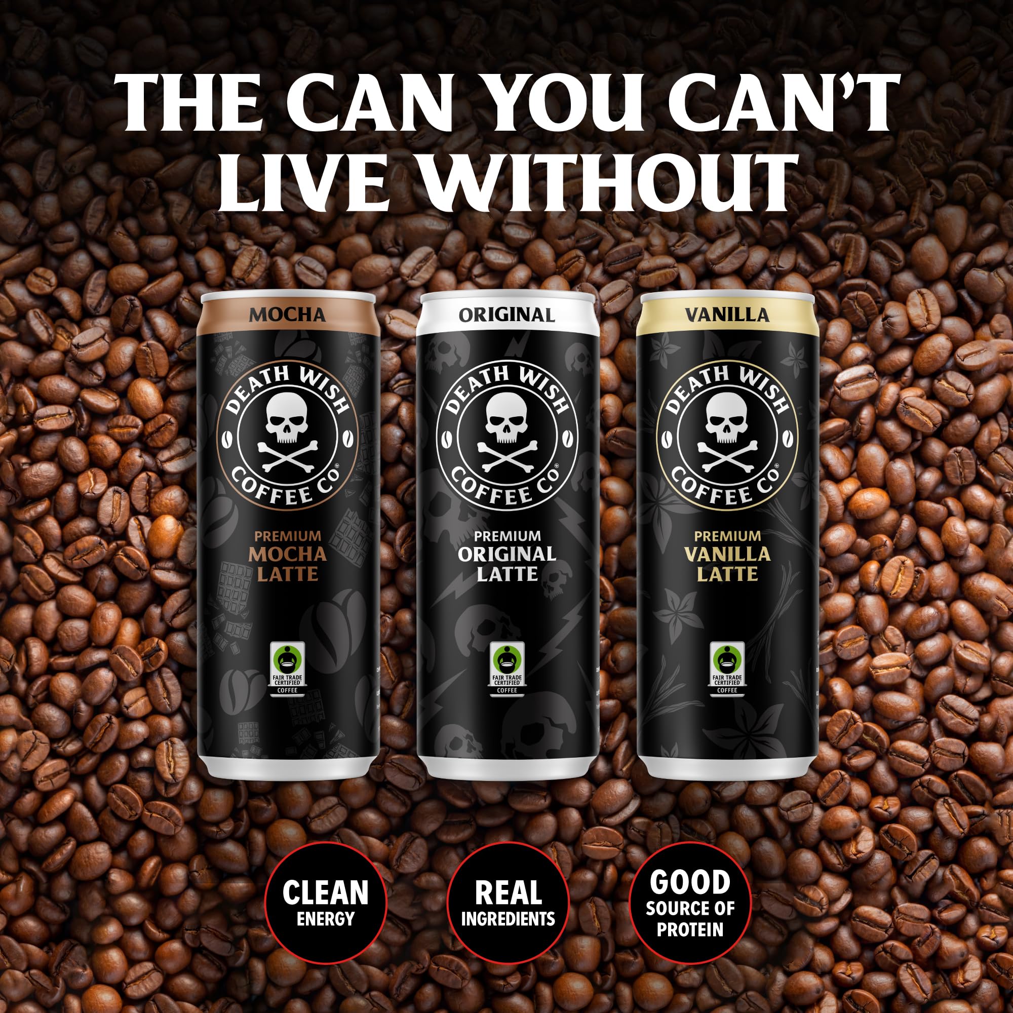 Death Wish Coffee, Iced Coffee Cold Brew, 8g Protein, Fair Trade (Vanilla Latte)