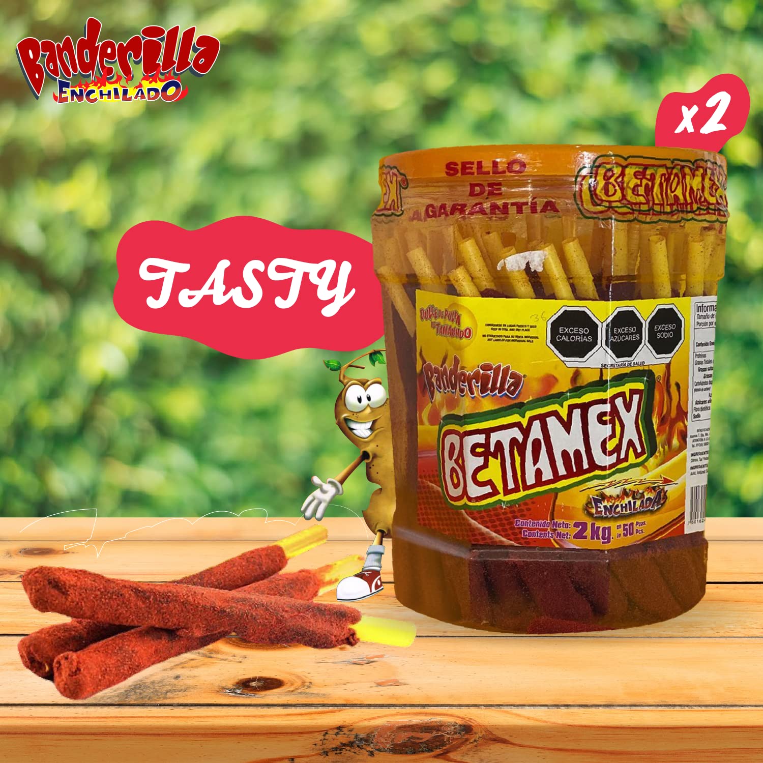 (2 Pack) BETAMEX Banderilla Candy Tamarind And Chili Flavor 2kg/ 4.4pounds – Mexican Food – Spicy Flavor and Delicious Tamarind Flavor