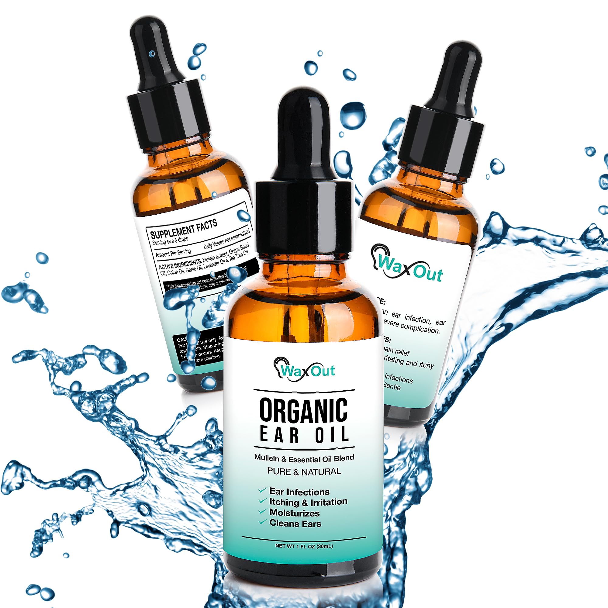 Natural Mullein Ear Wax Removal Oil & Cleaner with Garlic | Pain & Earache Drops | Earwax Softener, Moisturizer & Allergy Soothing | Tinnitus, Itching, Ringing, Infections & Clogged Ears