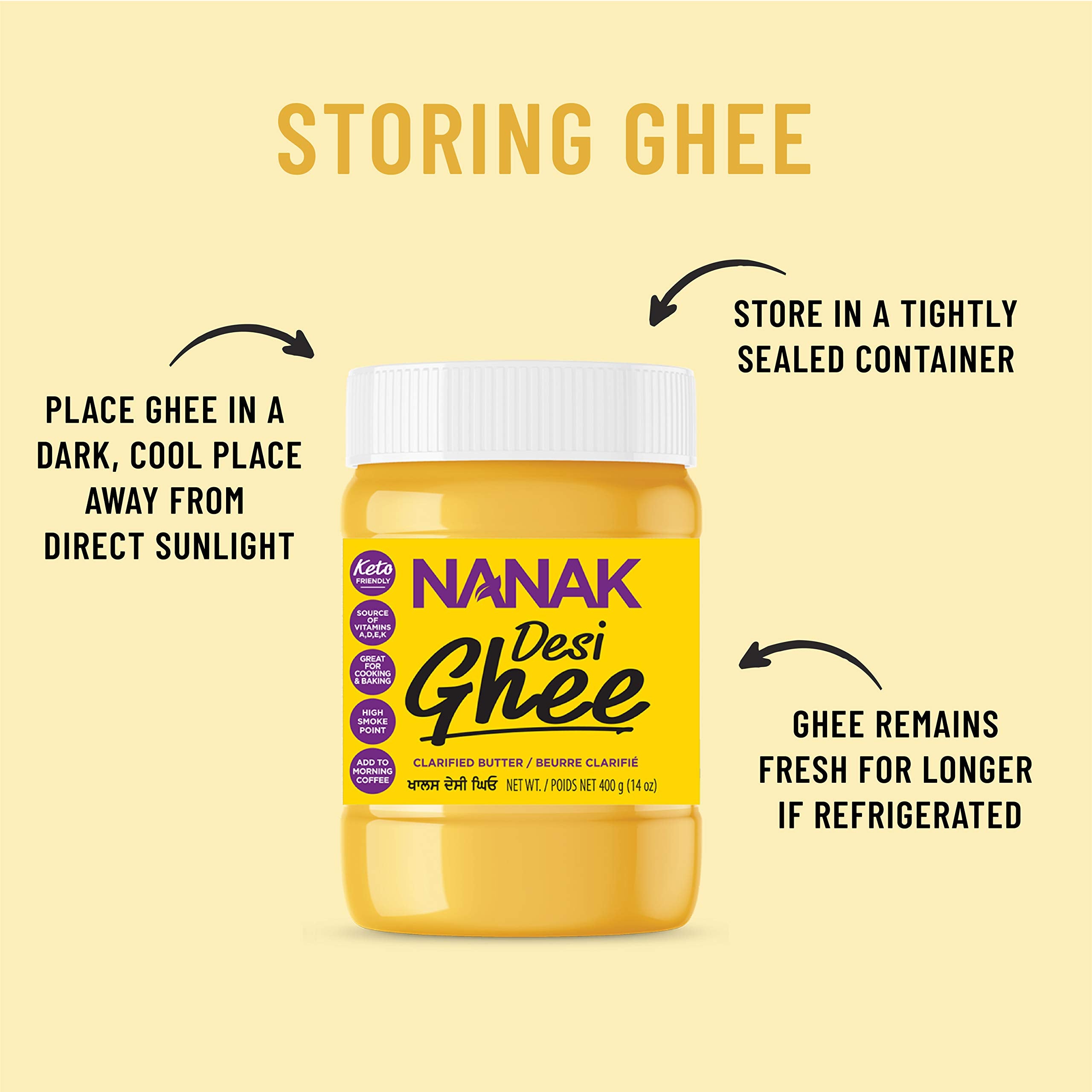 Nanak Pure Desi Ghee, Clarified Butter, 56-Ounce Jar