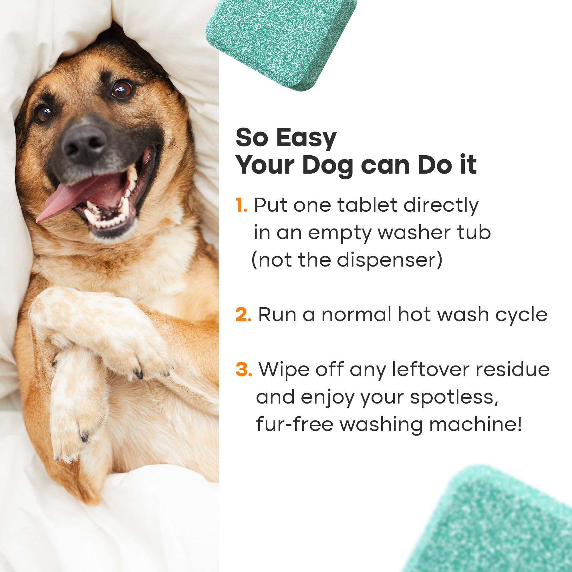 Fursprint Washing Machine Cleaner Tablets - 24 Pack for a 12 Month Supply. Formulated for Pet Owners. Compatible with HE, Top & Front Load. Easily Removes Residue, Grime. Value Brand by Uproot Clean