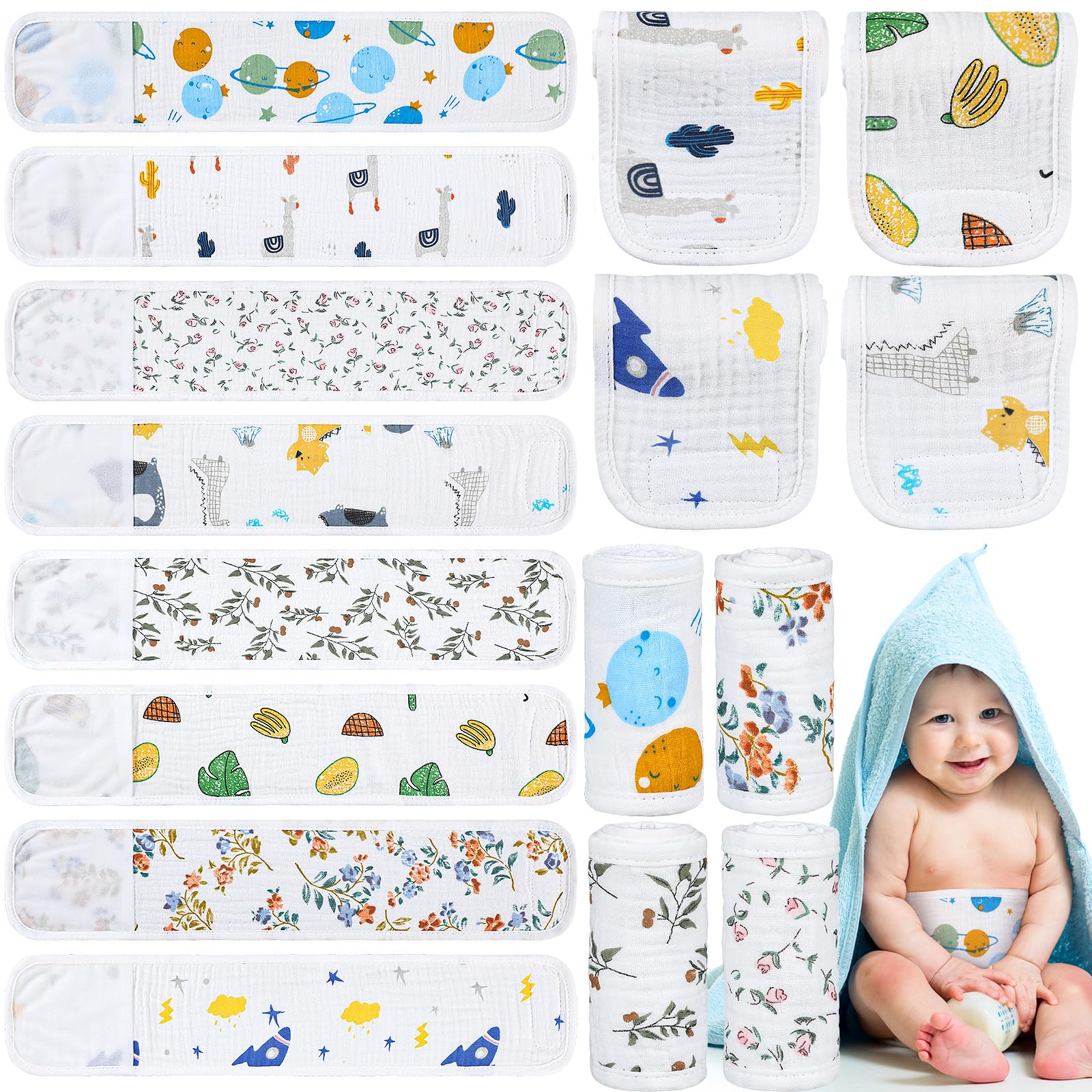 Vabean 8 Pcs Baby Infant Umbilical Cord Comfort Adjustable Cotton Belly Band for Protection, Baby Gifts for 0 To12 Months (Lovely)