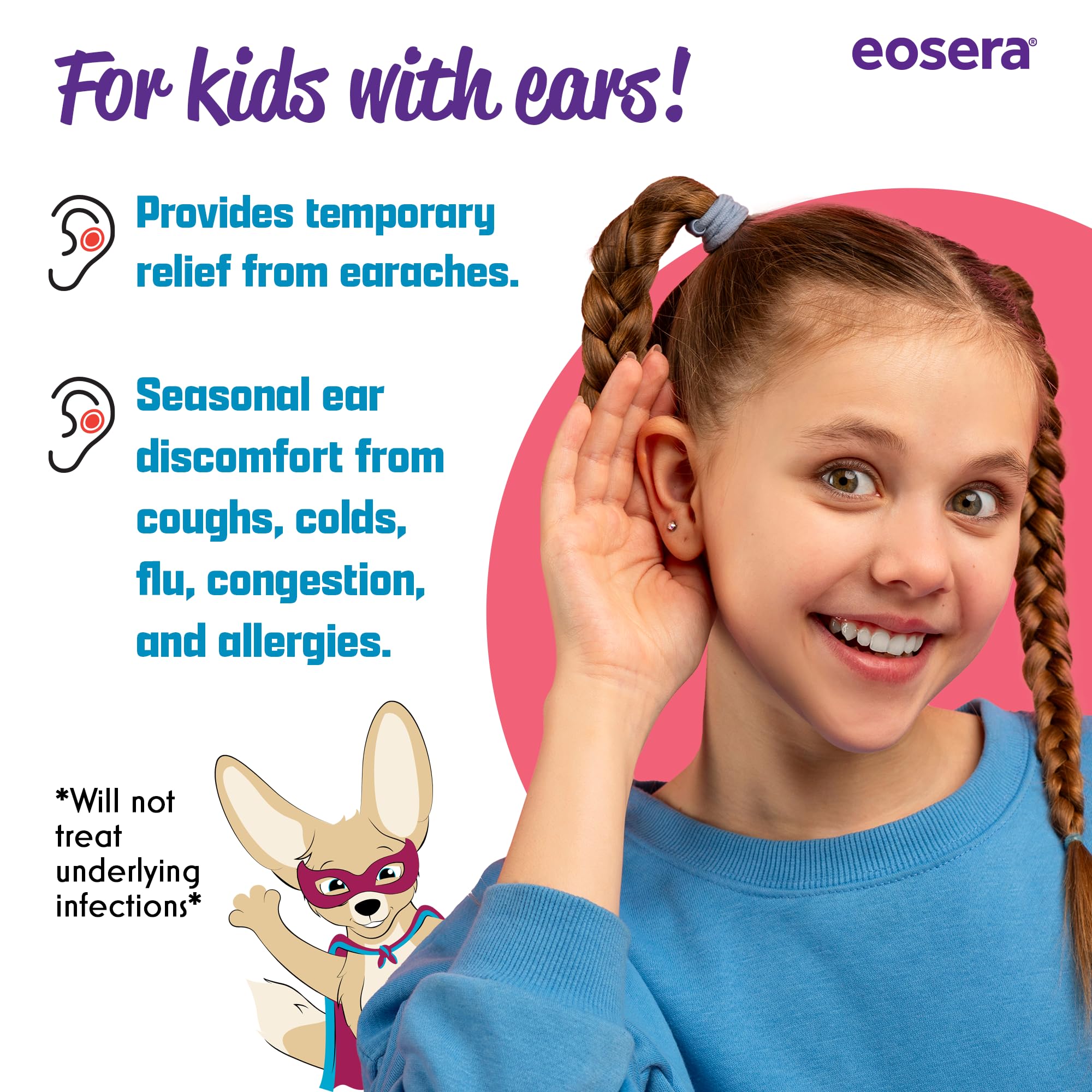 Eosera® Ear Pain MD® for Kids - Maximum Strength Earache Relief Drops with Lidocaine - Doctor Recommended Ear Medicine for Children, Babies & Toddlers 2+ - Fast-Acting Ear Drop Pain Reliever - 12.5mL