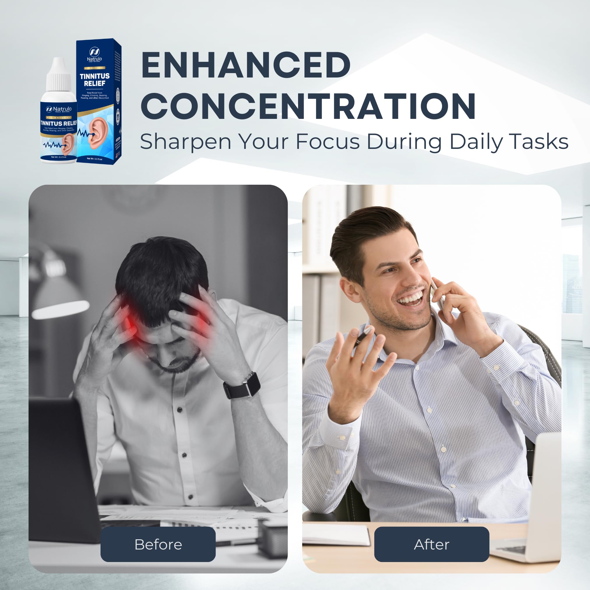 Tinnitus Relief for Ringing Ears – Natural Ear Ringing Drops for Tinnitus Treatment – Sooth Discomfort, Reduce Ear Noise – Ear Cleaner Ear Wax Removal Drops Improve Hearing & Ear Health, Made in USA