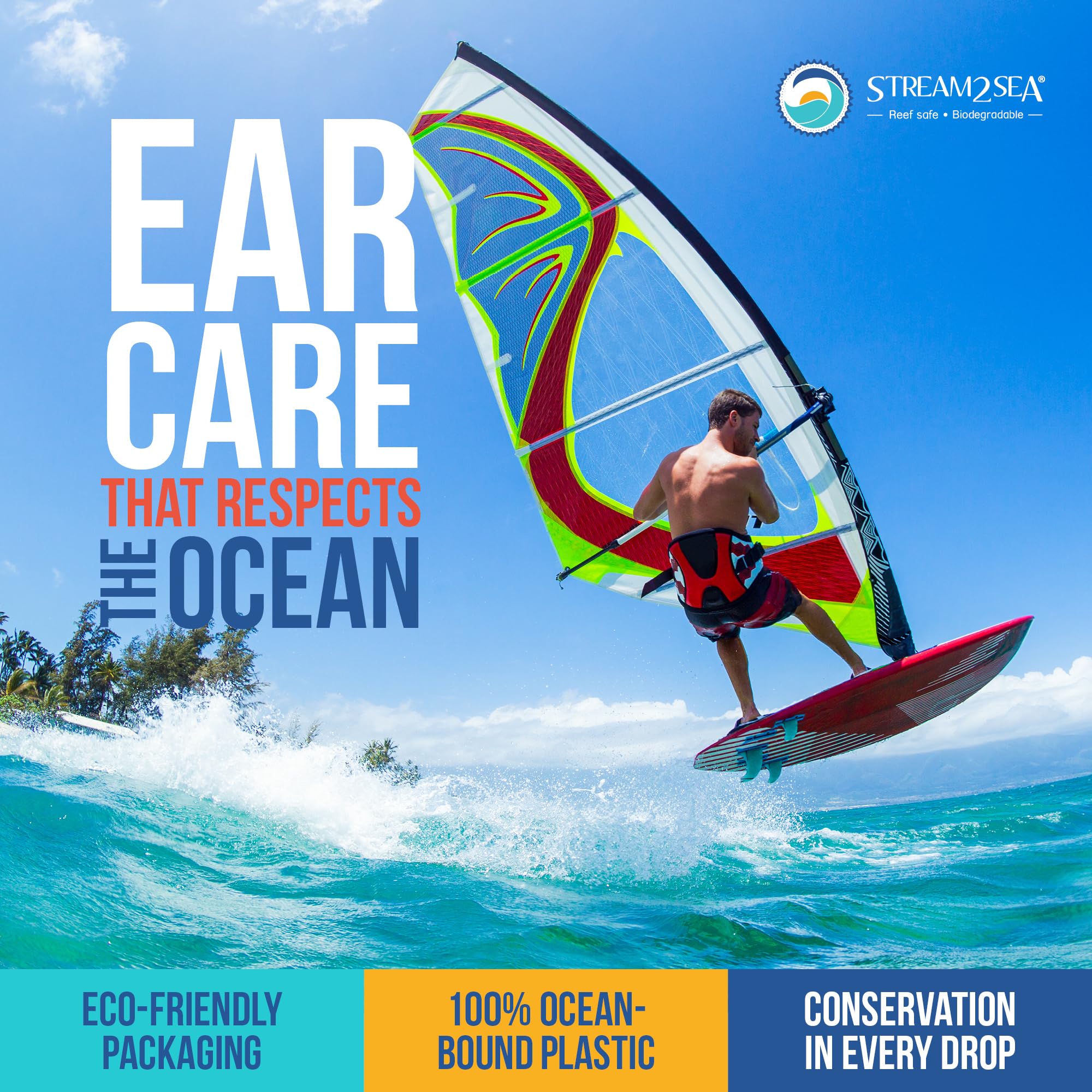 Stream2Sea Water Sport Ear Rinse for Swimmers, Divers and Surfers - Biodegradable Natural Ear Drops for Swimmers - Ear Drops with Oregano and Lavender Oils - to Keep Ears Healthy,1 Fl oz