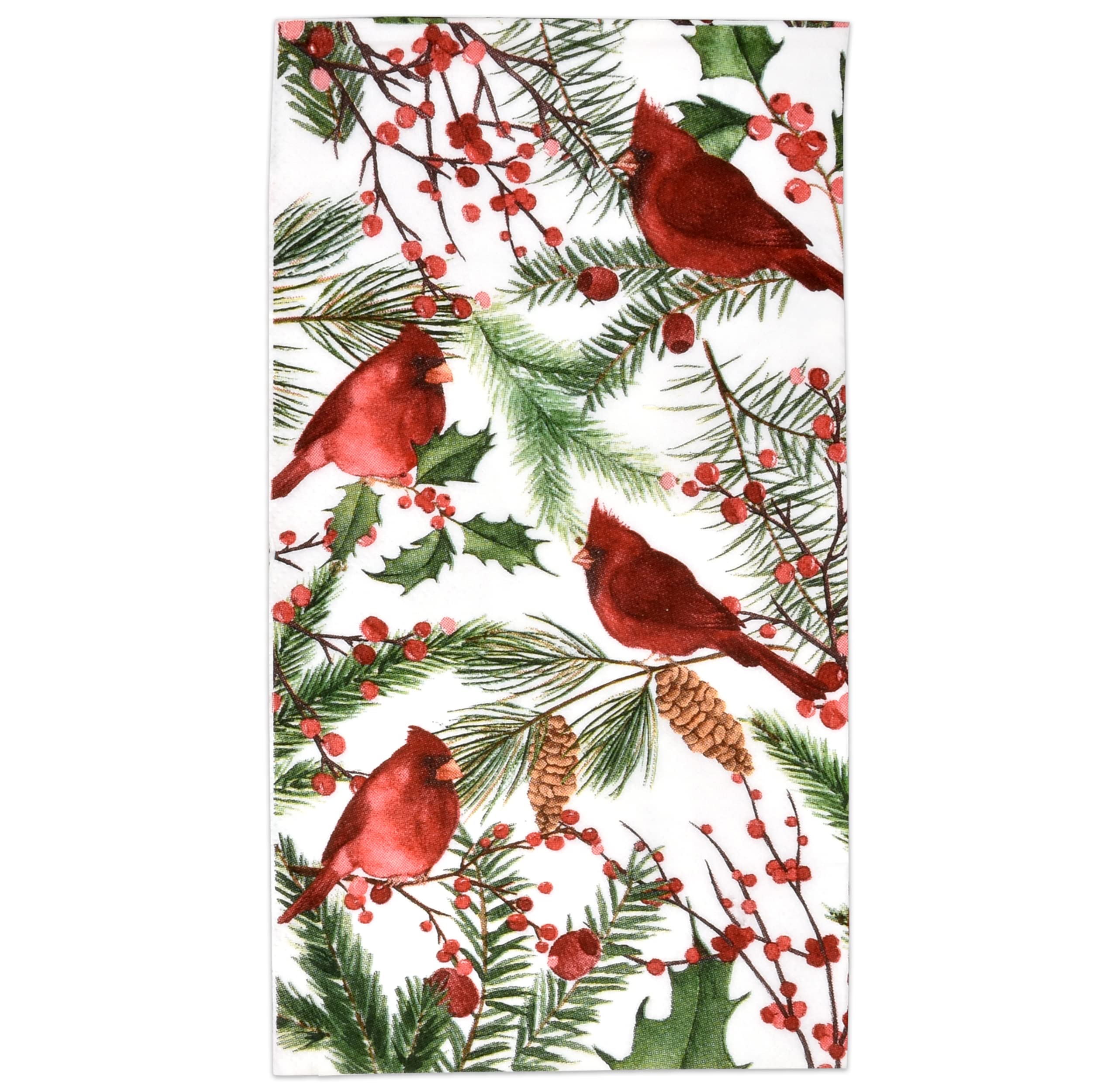 Gift Boutique - 100 Christmas Cardinal Guest Napkins Disposable Paper, Red Cardinal Bird with Greenery Dinner Hand Napkin Towel for Home, Kitchen, Wedding Winter Holiday Xmas Party Decorative Towels