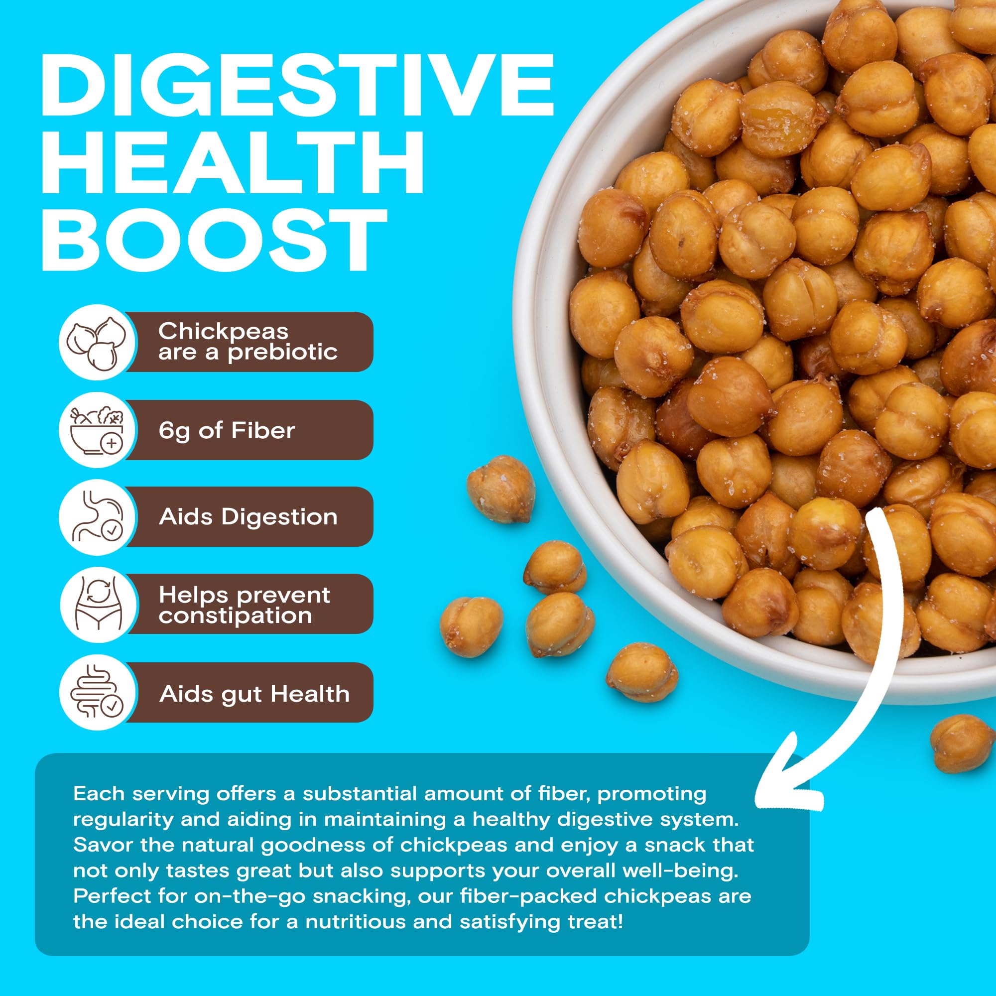 BIENA Chickpea Snacks - Crunchy Roasted Chickpeas - High Fiber Vegan Protein Snacks for Adults and Kids - 4-Pack, 5 Ounce Bags - Sea Salt