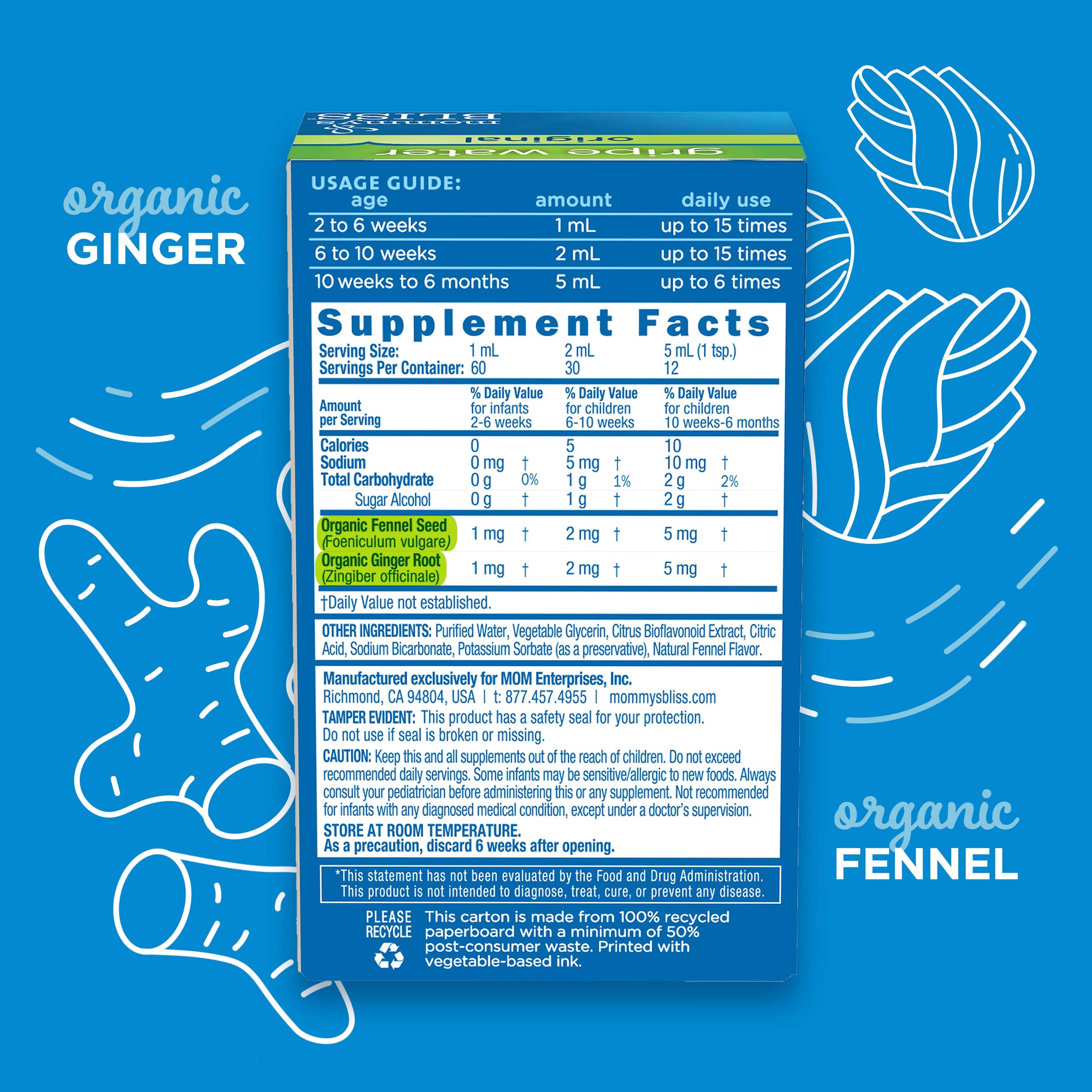 Mommy's Bliss Gripe Water & Baby Gas Relief Drops Combo Pack, Relieves Gas, Colic, Hiccups & Fussiness, Gentle for Babies, Total 3 oz