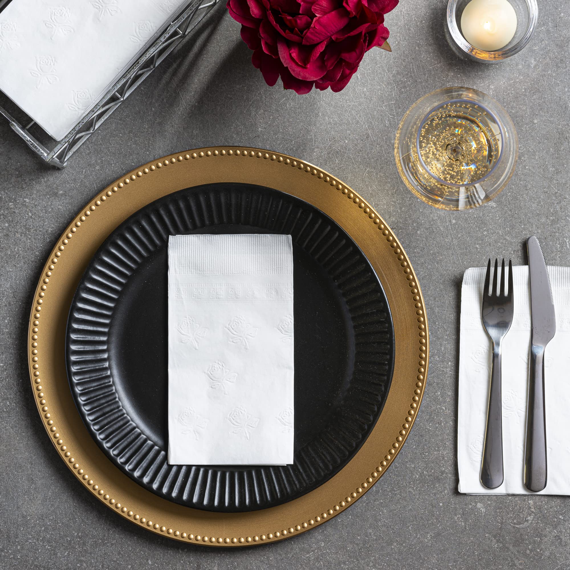 GUSTO [300 Count - 7 ½” x 4 ¼” Folded] Paper Dinner Napkins - Disposable 2-Ply White Party Napkins (15” x 17” Unfolded) - Formerly Comfy Package